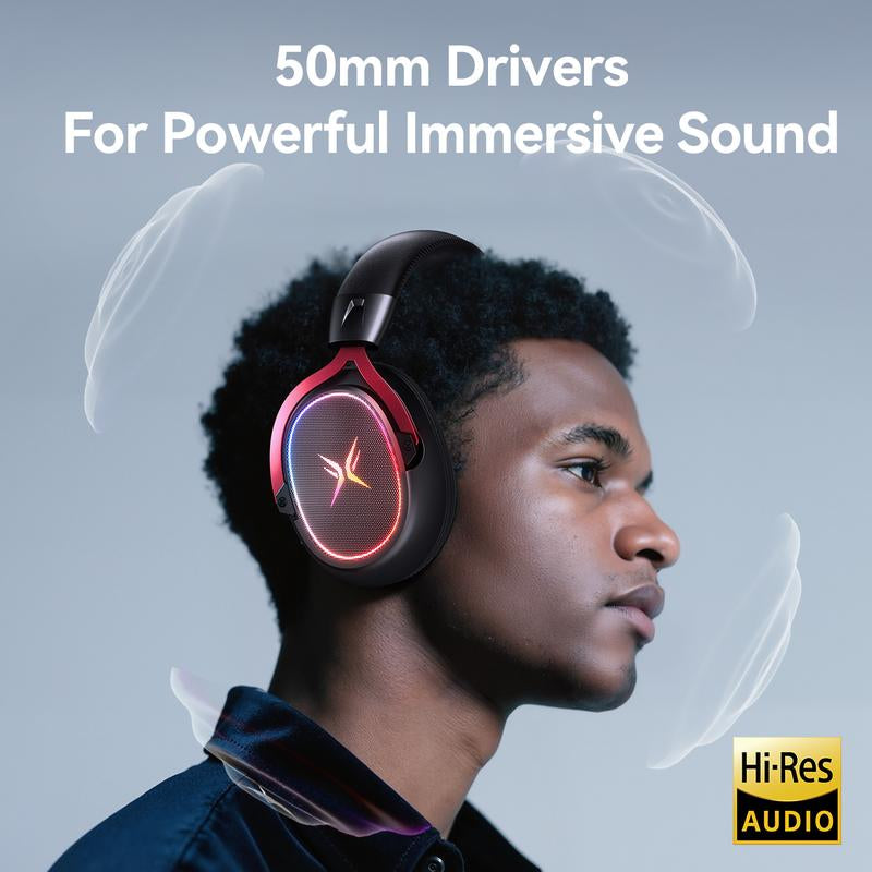 TAGRY K3 Gaming Headset - 7.1 Surround Sound - 50Mm Drivers - Memory Foam Cushion - Bluetooth 5.3-USB-A/C Dual Interface 2.4G - Wired 3.5Mm Audio Jack - for PC, Mac, PS4, Ps5,Switch, Xbox, Smart Phone, Laptop, Smart Watch, Tablet