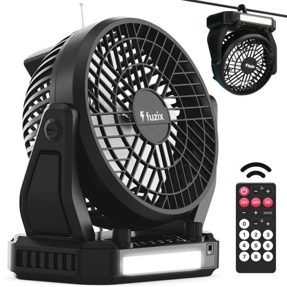 Fuzix Aero Solar Powered Portable Fan with Bluetooth Speaker, Adjustable 3 Wind Speed, Foldable Hanger Hook, LED Flashlight, FM Radio, AUX, Usb/Micro SD Inputs
